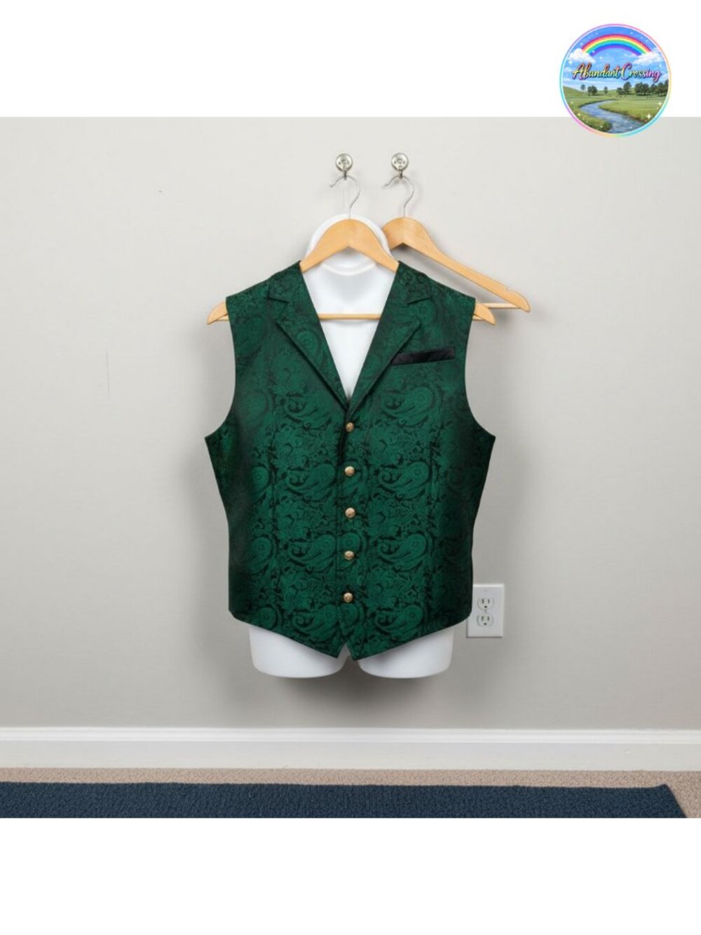 Men's Victorian Steampunk Paisley Vest Button Front Adjustable Back Belt